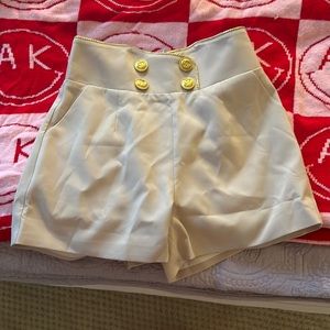 Khaki shorts w gold buttons